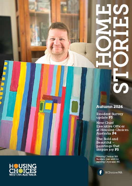 Resident Ivan with his artwork